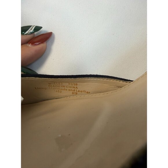 Cole Haan Grand Os Lara Womens Size 7.5 Navy Blue Wedges Ankle Strap Suede Pump - Picture 11 of 12